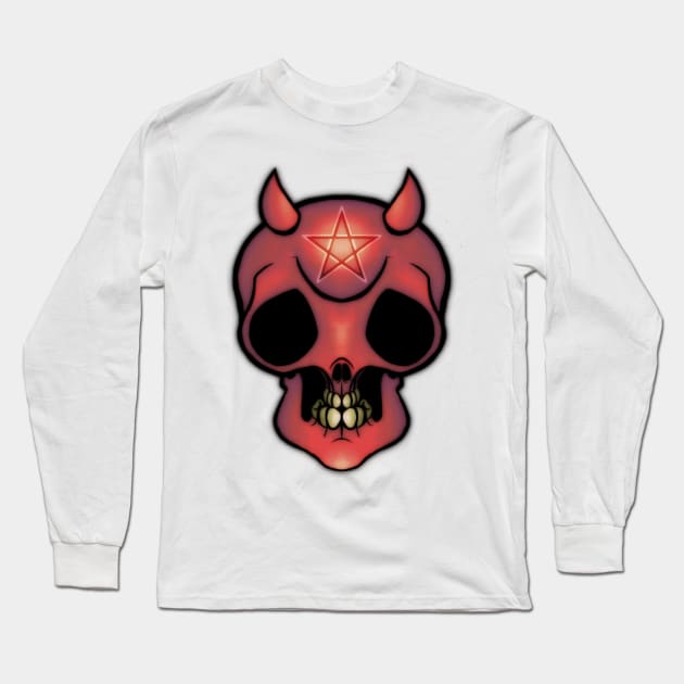 Demonic Skull T-Shirt Design Long Sleeve T-Shirt by Infected_Individual_Productions